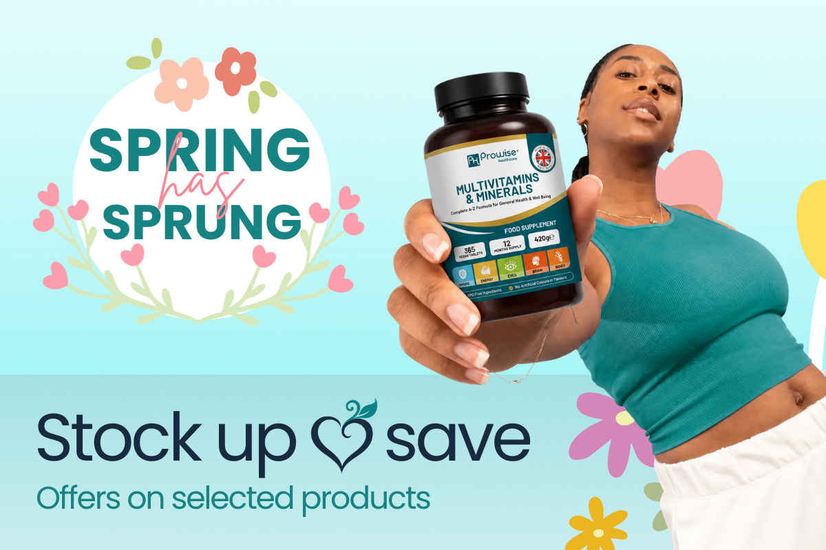 A female holding vitamins which are on sale